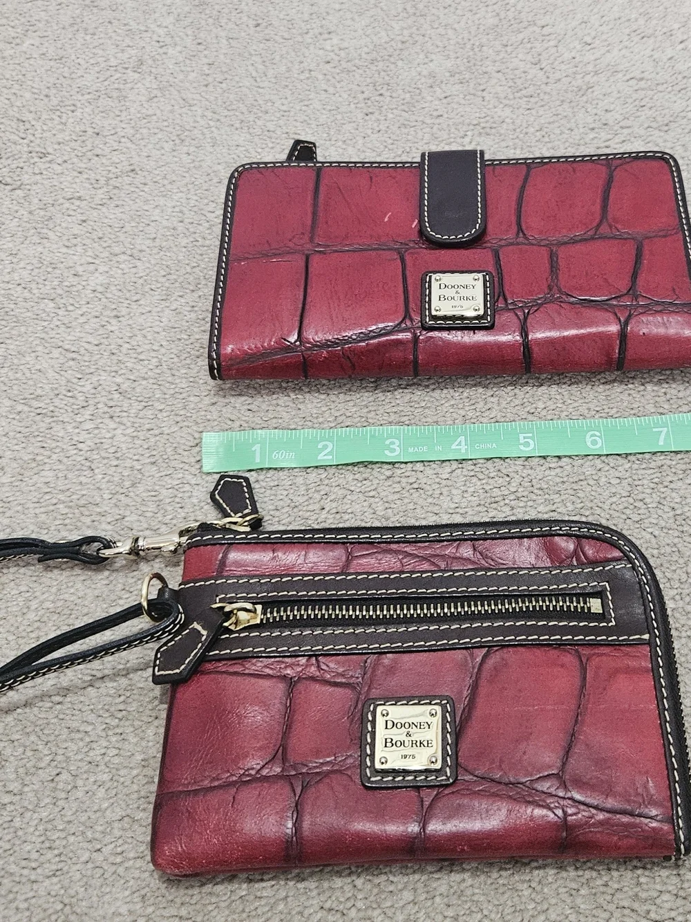 Dooney & Bourke Red Croc-Embossed Leather Wristlet and Clutch Set